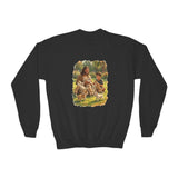 Kids Funny Jesus Sweatshirt | Jesus Playing with Puppies Christian Kids Crewneck Sweatshirt | Joyful Jesus