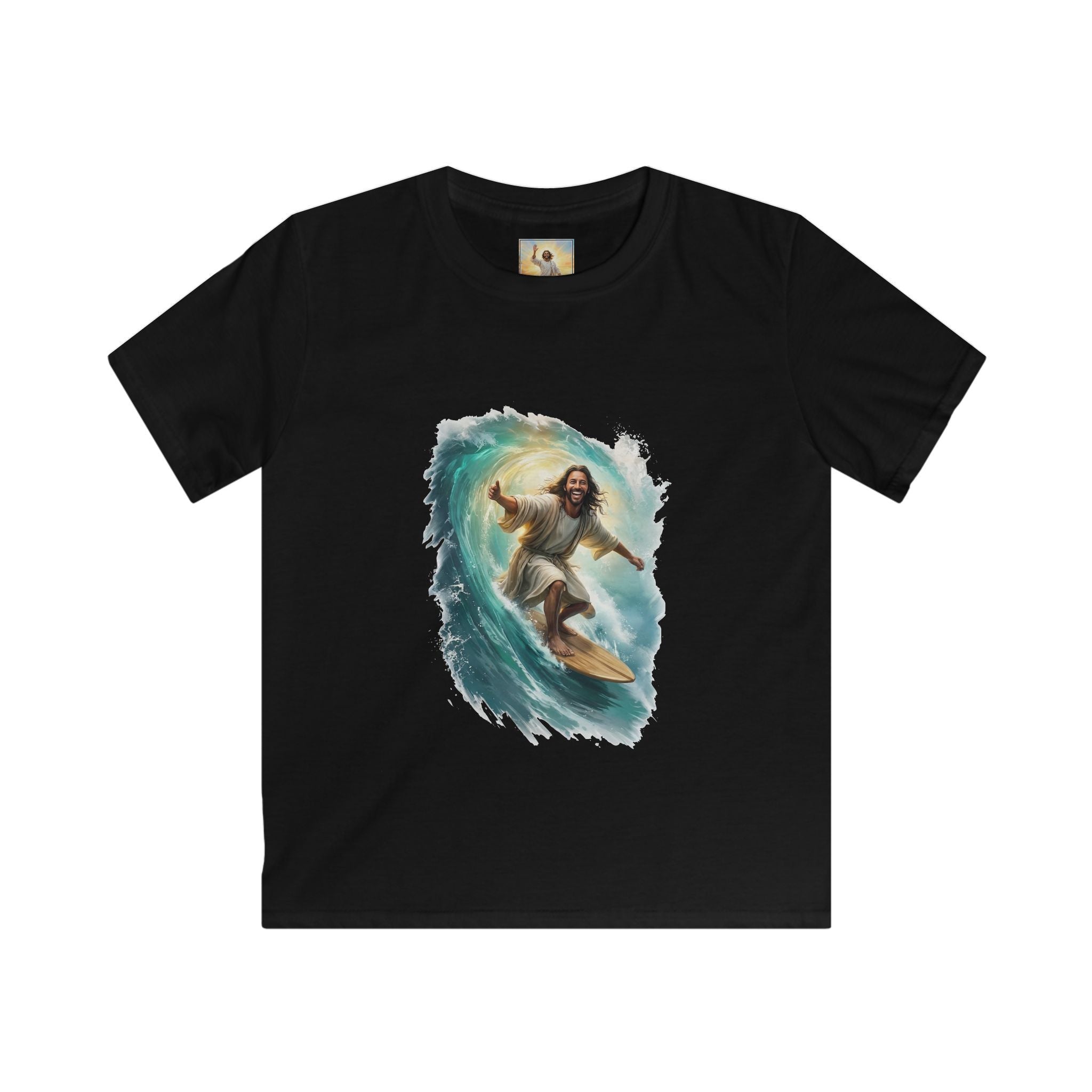Kids Jesus Shirt | Surfing Jesus Funny Christian Kids T Shirt | Joyful Jesus