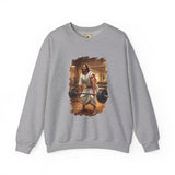 Funny Jesus Sweatshirt | Jesus Lifting Weights Christian Crewneck Sweatshirt | Faith Apparel