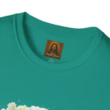 Jesus in the Garden Shirt, Easter Lily Butterfly Art, Christian Spring Tee