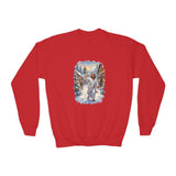 Kids Jesus Snowball Fight Sweatshirt | Funny Christian Christmas Kids Crewneck Sweatshirt | Joyful Jesus