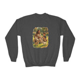 Kids Funny Jesus Sweatshirt | Jesus Playing with Puppies Christian Kids Crewneck Sweatshirt | Joyful Jesus
