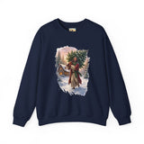 Jesus Christmas Tree Sweatshirt | Jesus Carrying a Christmas Tree Christian Crewneck | Joyful Jesus
