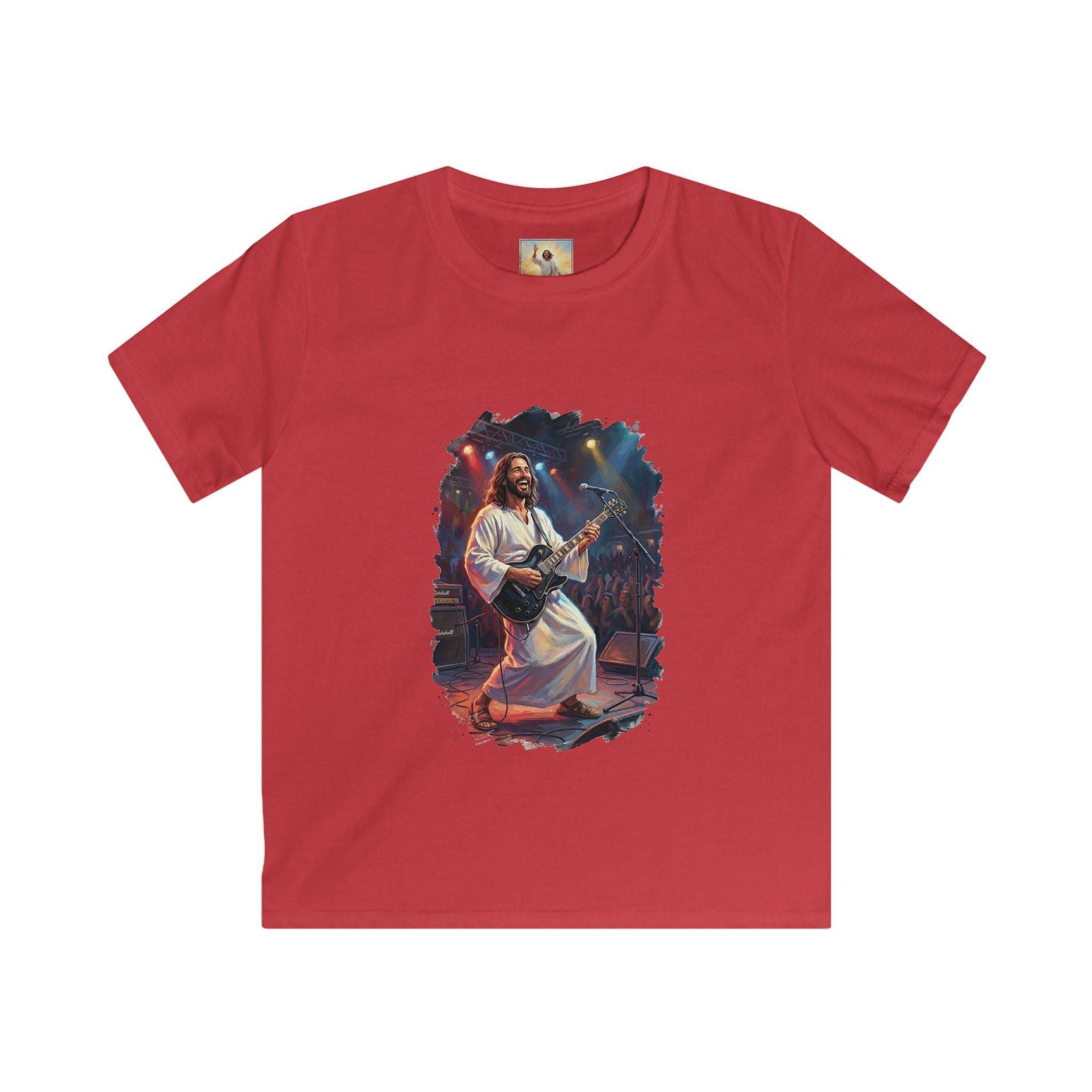 Kids Christian Shirt | Jesus Playing Guitar at Concert Kids T Shirt | Joyful Jesus Faith Shirt