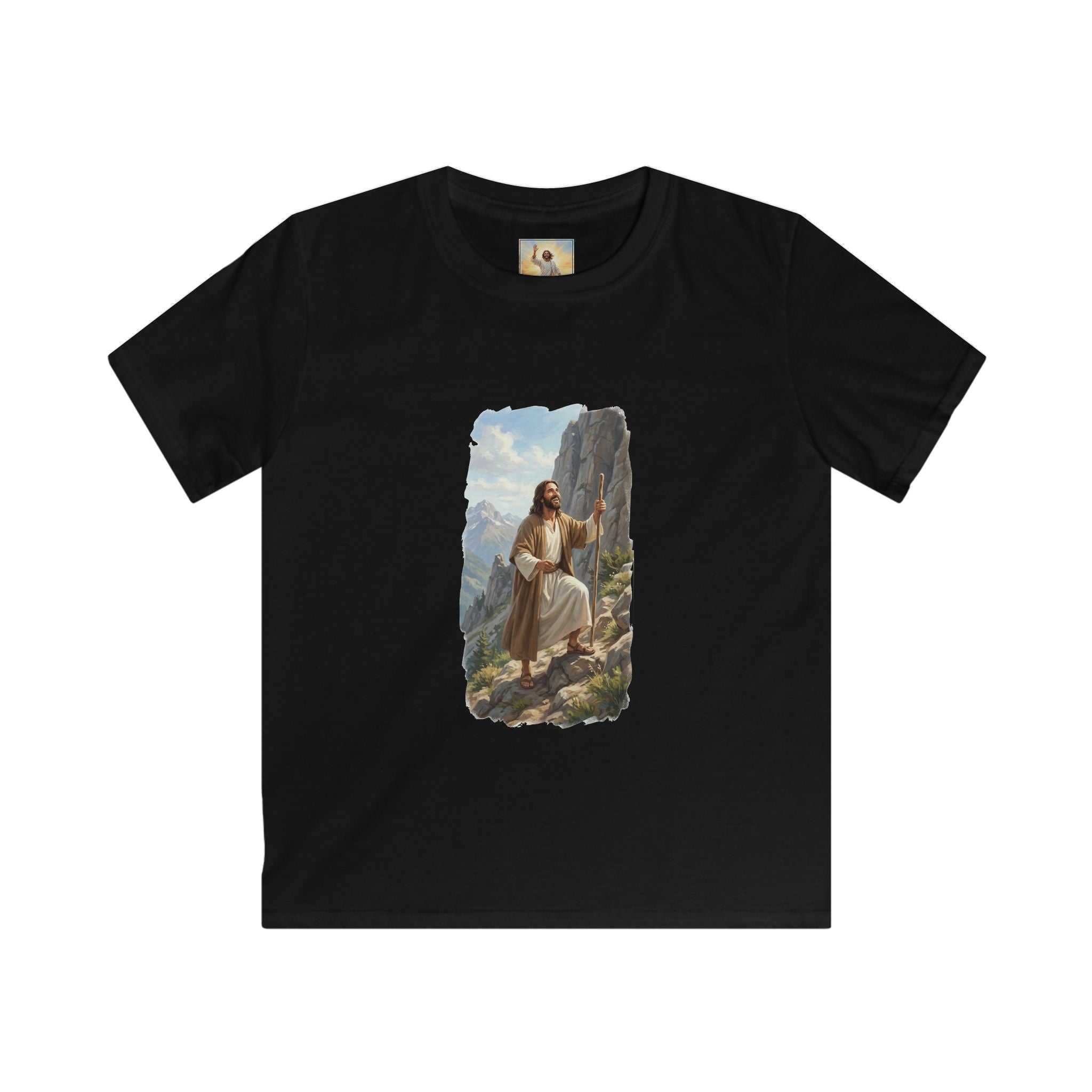 Kids God Shirt | Jesus Hiking Mountain Christian Kids T Shirt | Faith Apparel