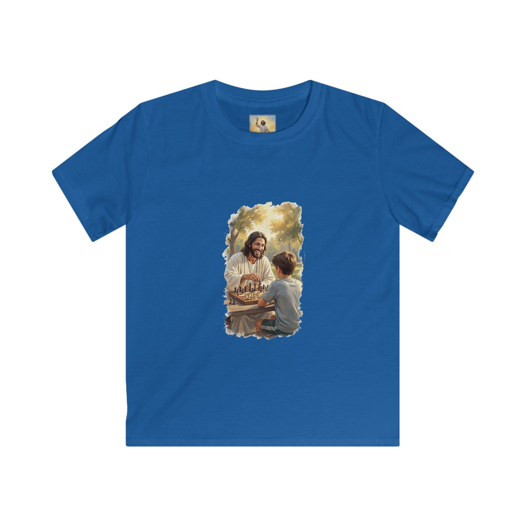 Kids Christian Shirt | Jesus Playing Chess Funny Jesus Kids T Shirt | Joyful Jesus