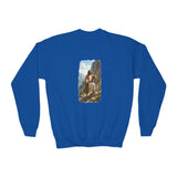 Kids God Sweatshirt | Jesus Hiking Mountain Christian Kids Crewneck Sweatshirt | Faith Apparel