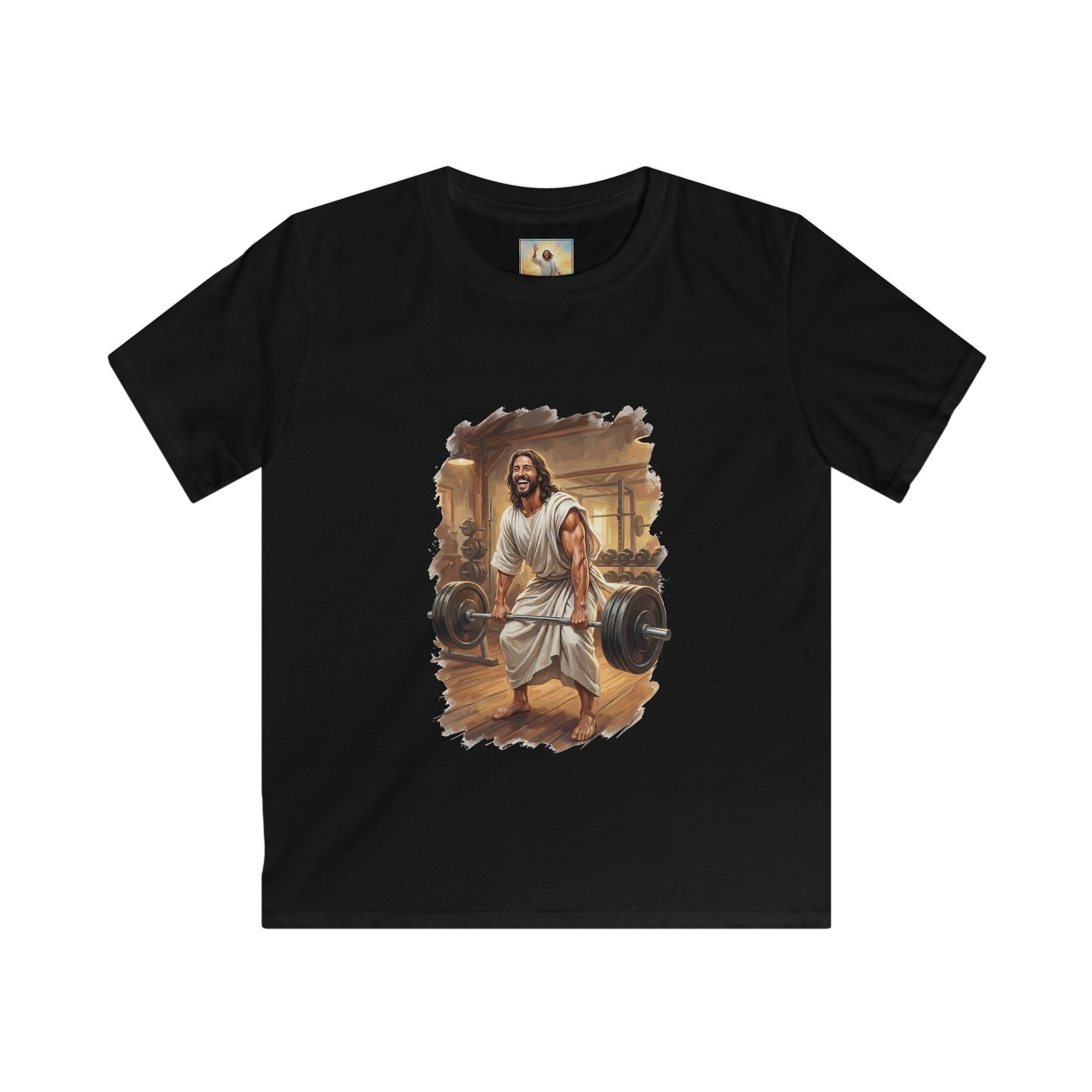 Kids Funny Jesus Shirt | Jesus Lifting Weights Christian Kids T Shirt | Faith Apparel