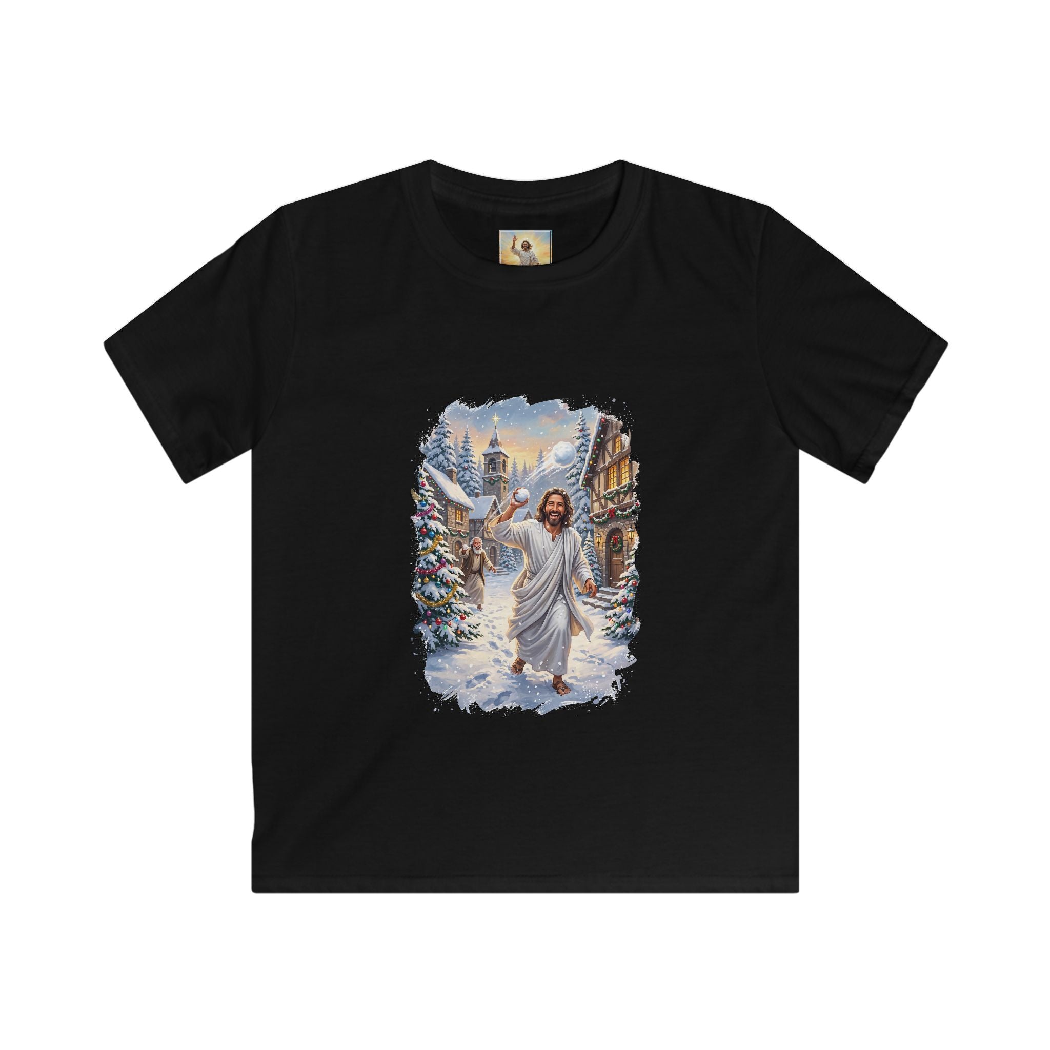 Kids Jesus Snowball Fight Shirt | Funny Christian Christmas Kids T Shirt | Joyful Jesus