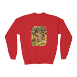 Kids Funny Jesus Sweatshirt | Jesus Playing with Puppies Christian Kids Crewneck Sweatshirt | Joyful Jesus