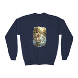 Kids Jesus Sweatshirt | Fly Fishing Jesus Christian Kids Crewneck Sweatshirt | Joyful Jesus God Sweatshirt