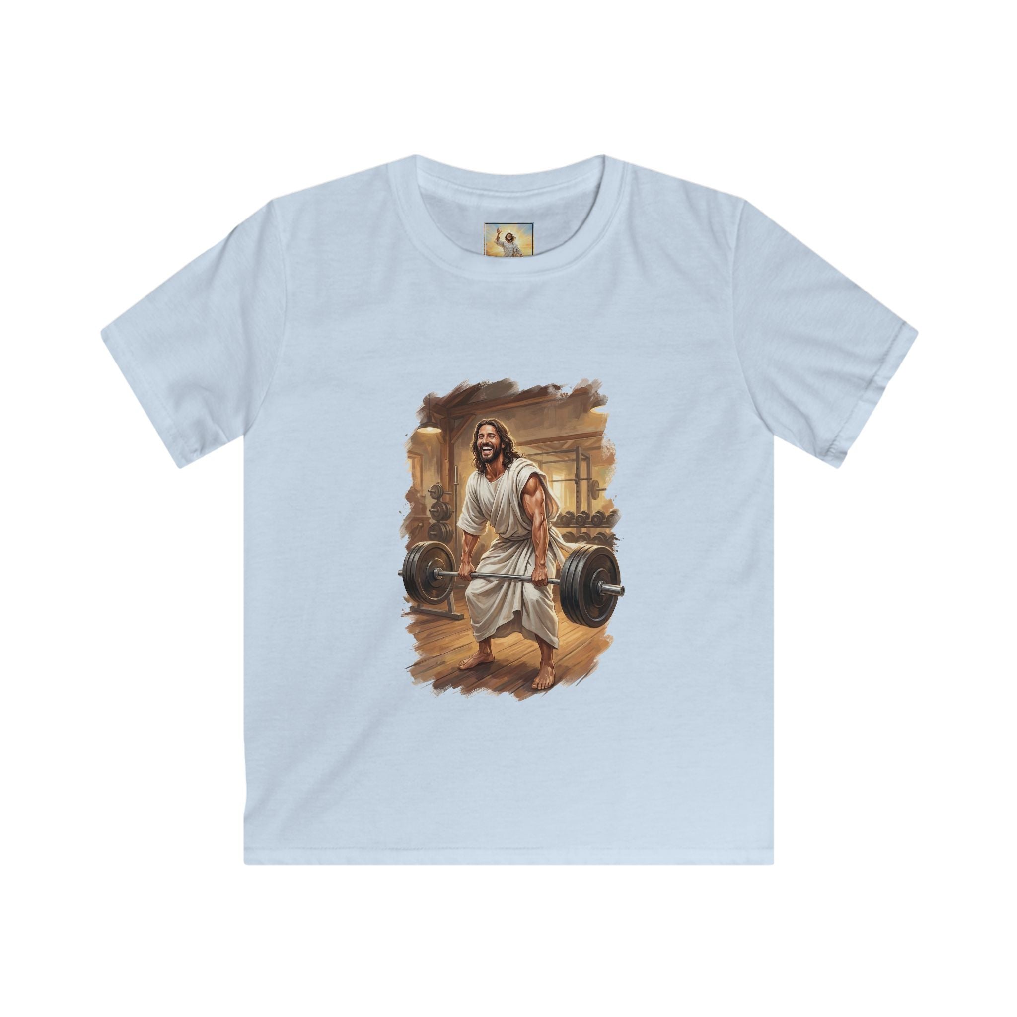Kids Funny Jesus Shirt | Jesus Lifting Weights Christian Kids T Shirt | Faith Apparel