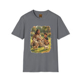 Funny Jesus Shirt | Jesus Playing with Puppies Christian T Shirt | Joyful Jesus