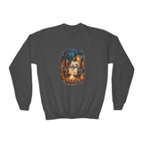Kids Jesus Sweatshirt | Camping with Jesus Christian Kids Crewneck Sweatshirt | Faith Apparel