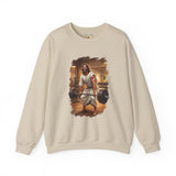Funny Jesus Sweatshirt | Jesus Lifting Weights Christian Crewneck Sweatshirt | Faith Apparel