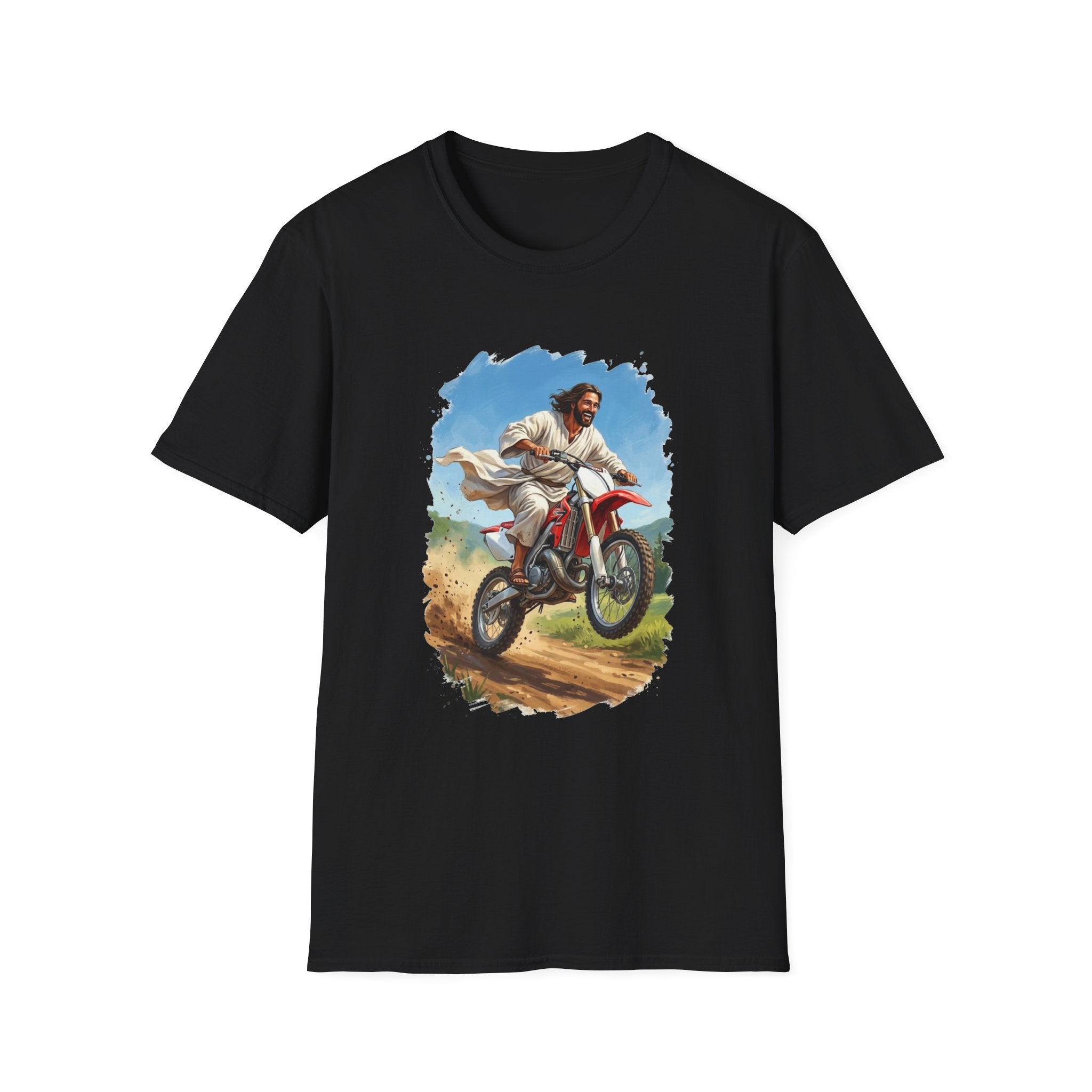 Funny Jesus Shirt | Jesus on a Dirtbike Christian T Shirt | Joyful Jesus