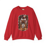 Jesus Santa Hat Sweatshirt | Jesus Down the Chimney with Gifts Funny Christmas Crewneck | Joyful Jesus