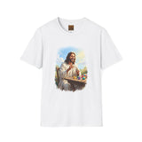 Jesus Painting Easter Eggs Shirt, Joyful Christian Art, Fun Easter Faith Tee