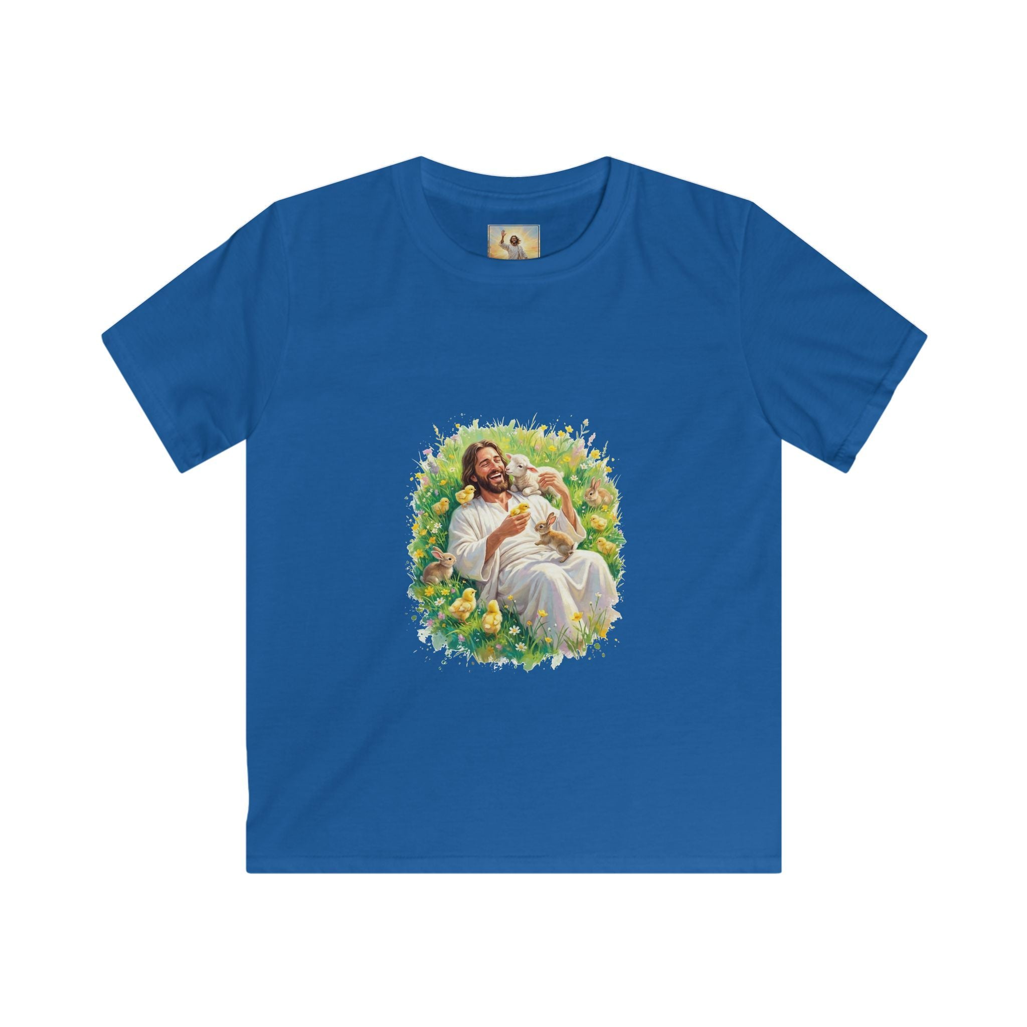 Kids Christian Shirt | Jesus with Baby Animals Faith Kids T Shirt | Joyful Jesus