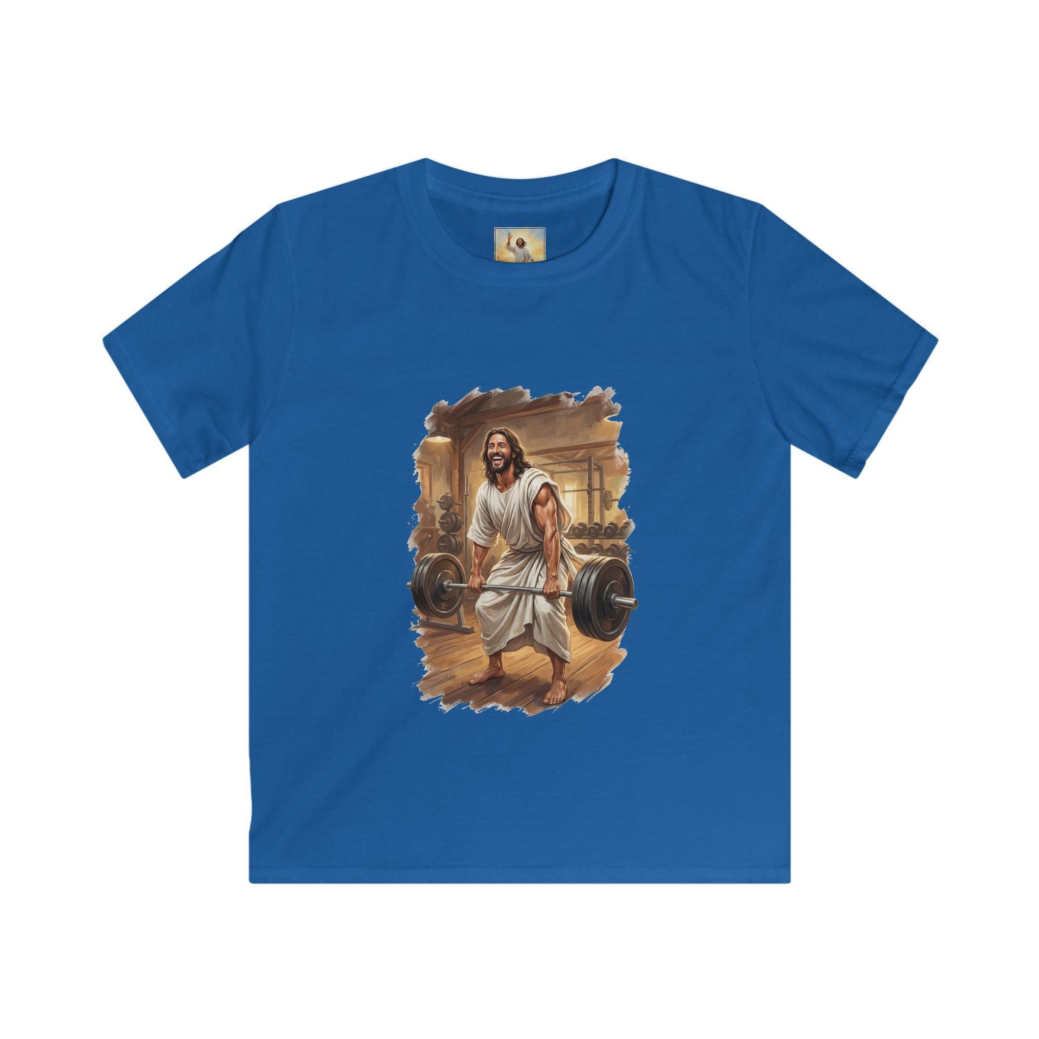 Kids Funny Jesus Shirt | Jesus Lifting Weights Christian Kids T Shirt | Faith Apparel