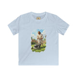 Kids Jesus Shirt | Jesus Mowing the Lawn Funny Kids T Shirt | Joyful Jesus