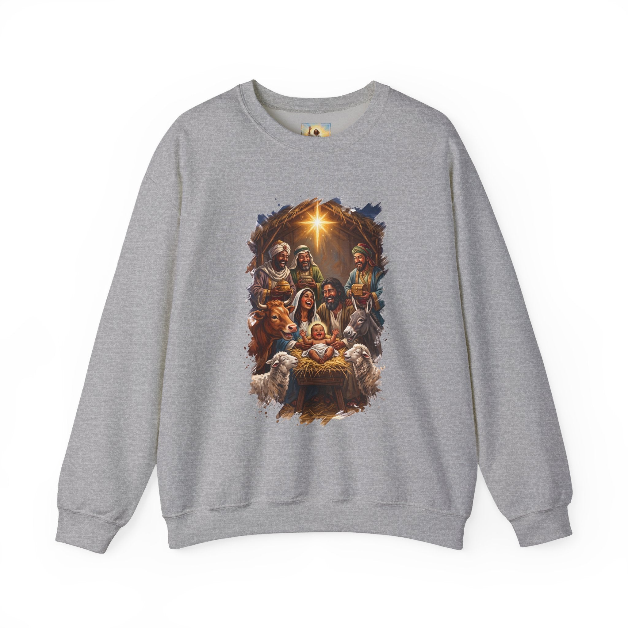 Nativity Sweatshirt | Joyful Nativity Scene with Wise Men Christian Christmas Crewneck | Joyful Jesus
