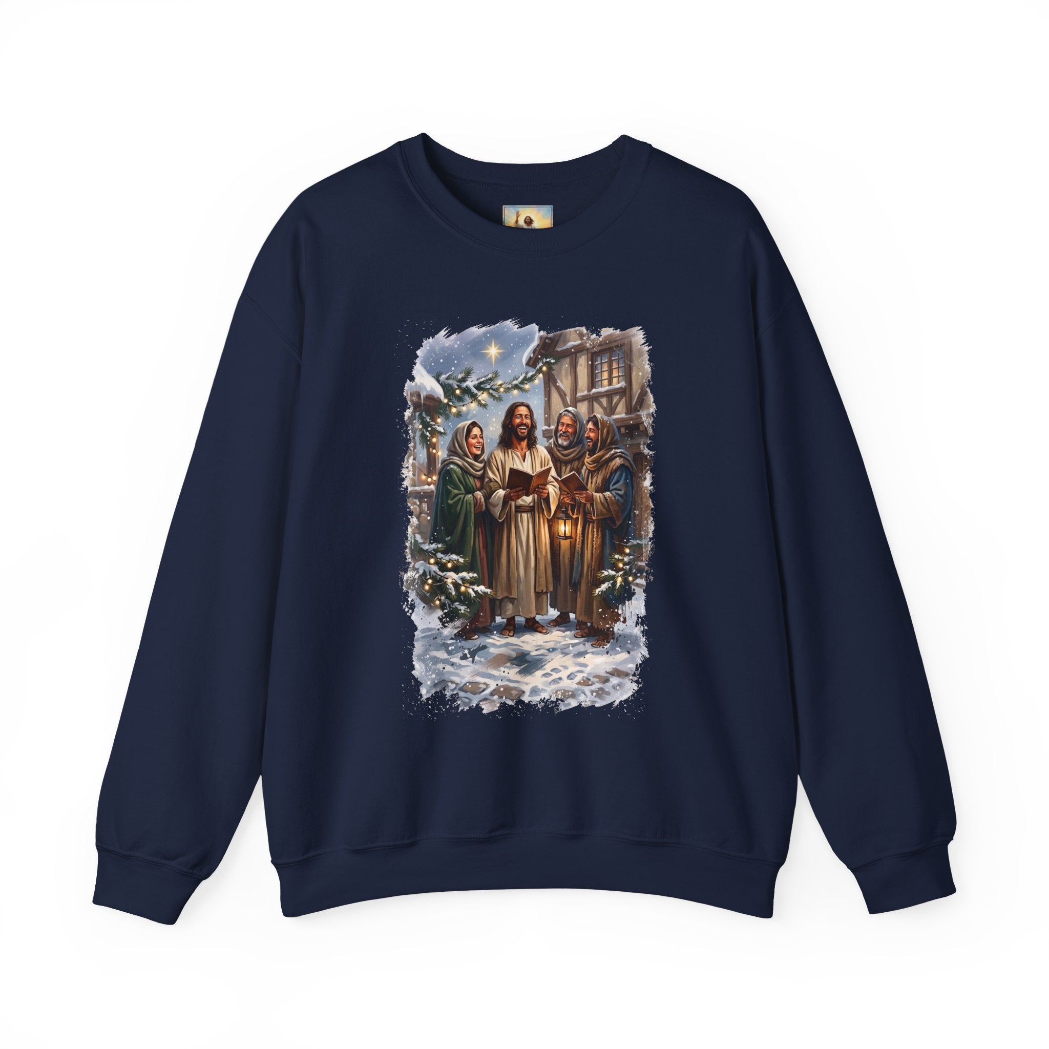 Jesus Caroling Sweatshirt | Jesus Singing Christmas Carols Christian Crewneck | Joyful Jesus