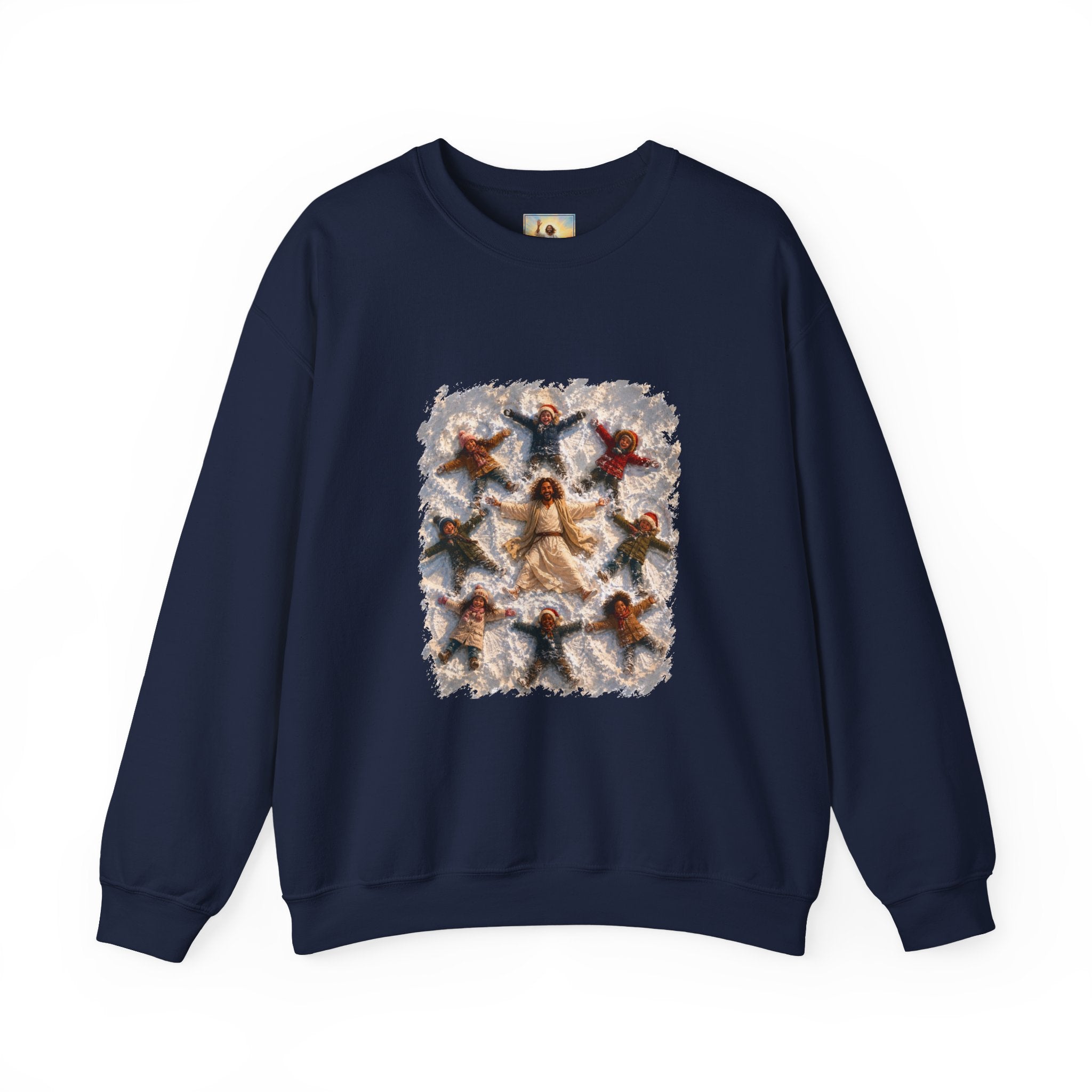 Christmas Jesus Sweatshirt | Snow Angels with Jesus Christian Crewneck Sweatshirt | Joyful Jesus