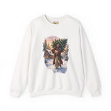 Jesus Christmas Tree Sweatshirt | Jesus Carrying a Christmas Tree Christian Crewneck | Joyful Jesus