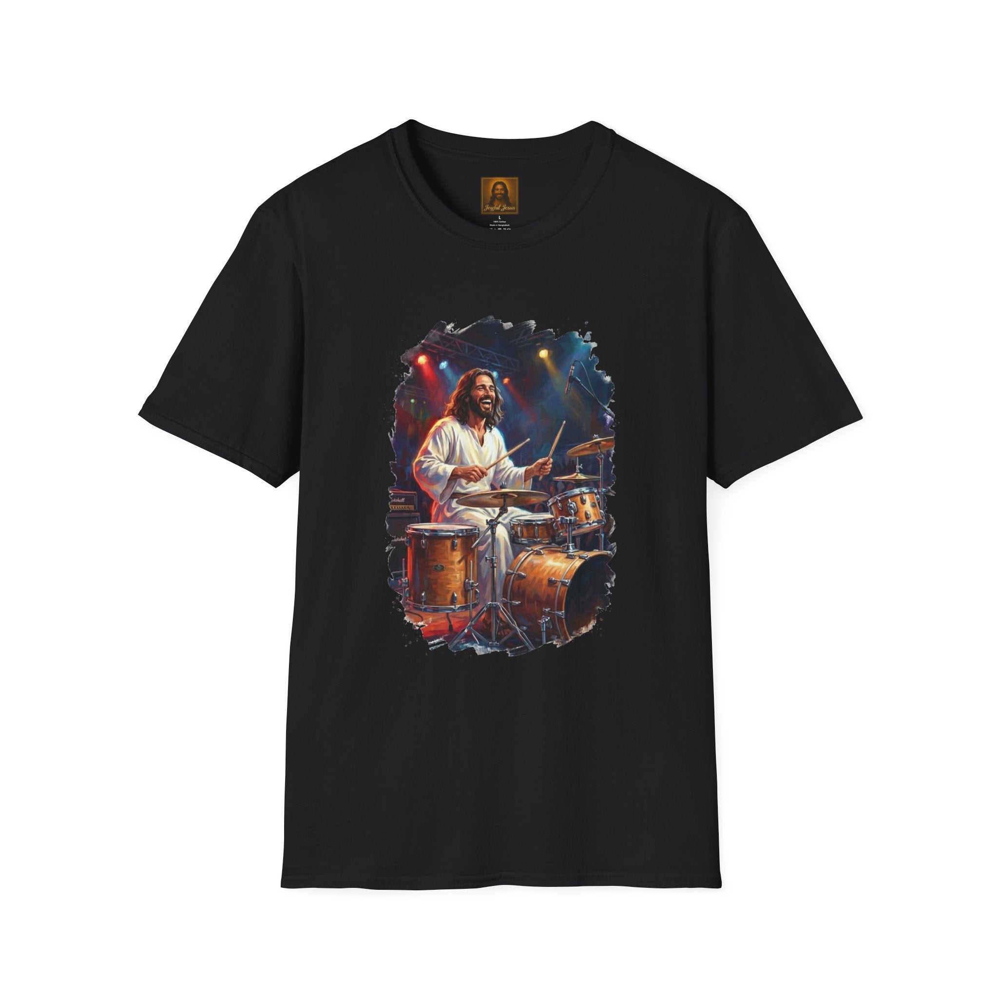 God Shirt | Jesus Playing Drums at Concert Christian T Shirt | Joyful Jesus