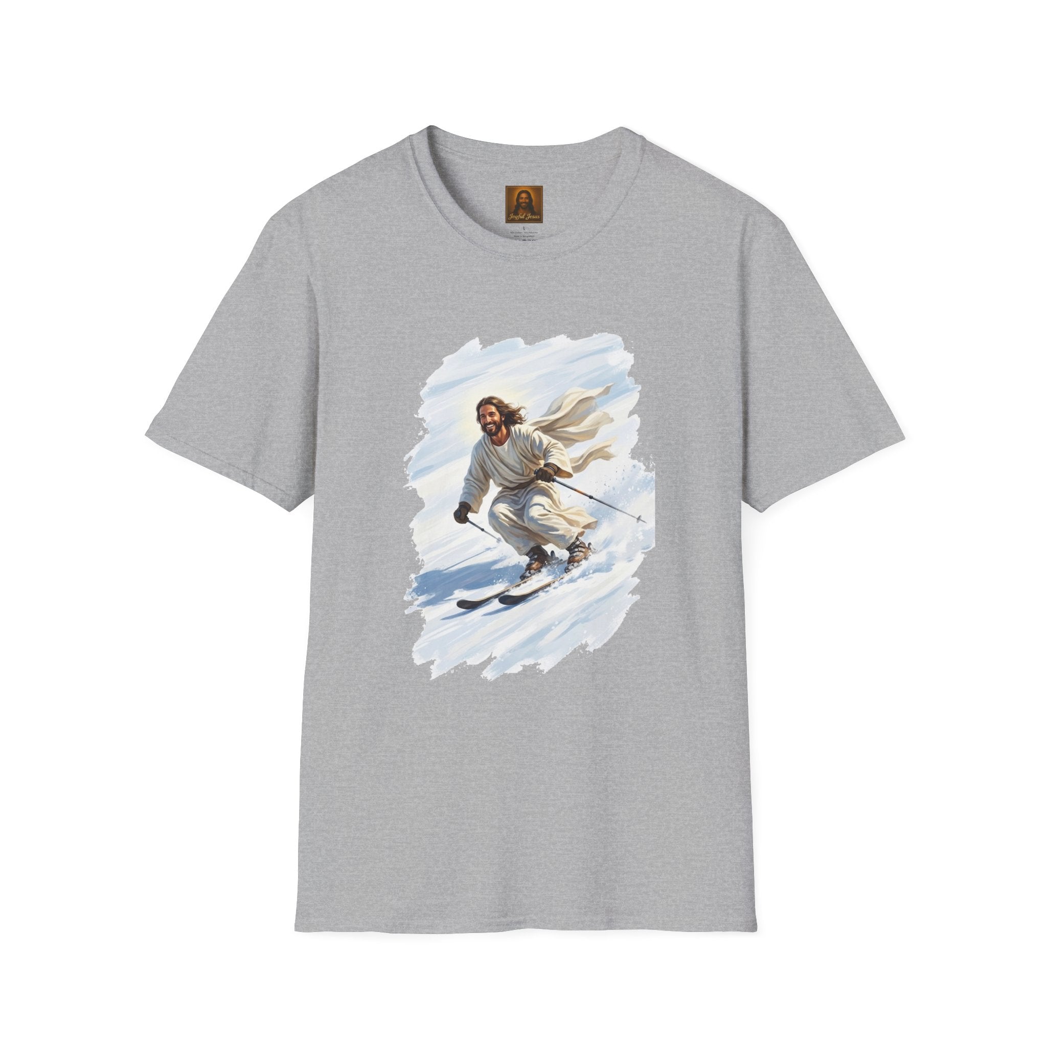 Jesus Shirt | Skiing Jesus Christian Apparel | Joyful Jesus Faith Shirt
