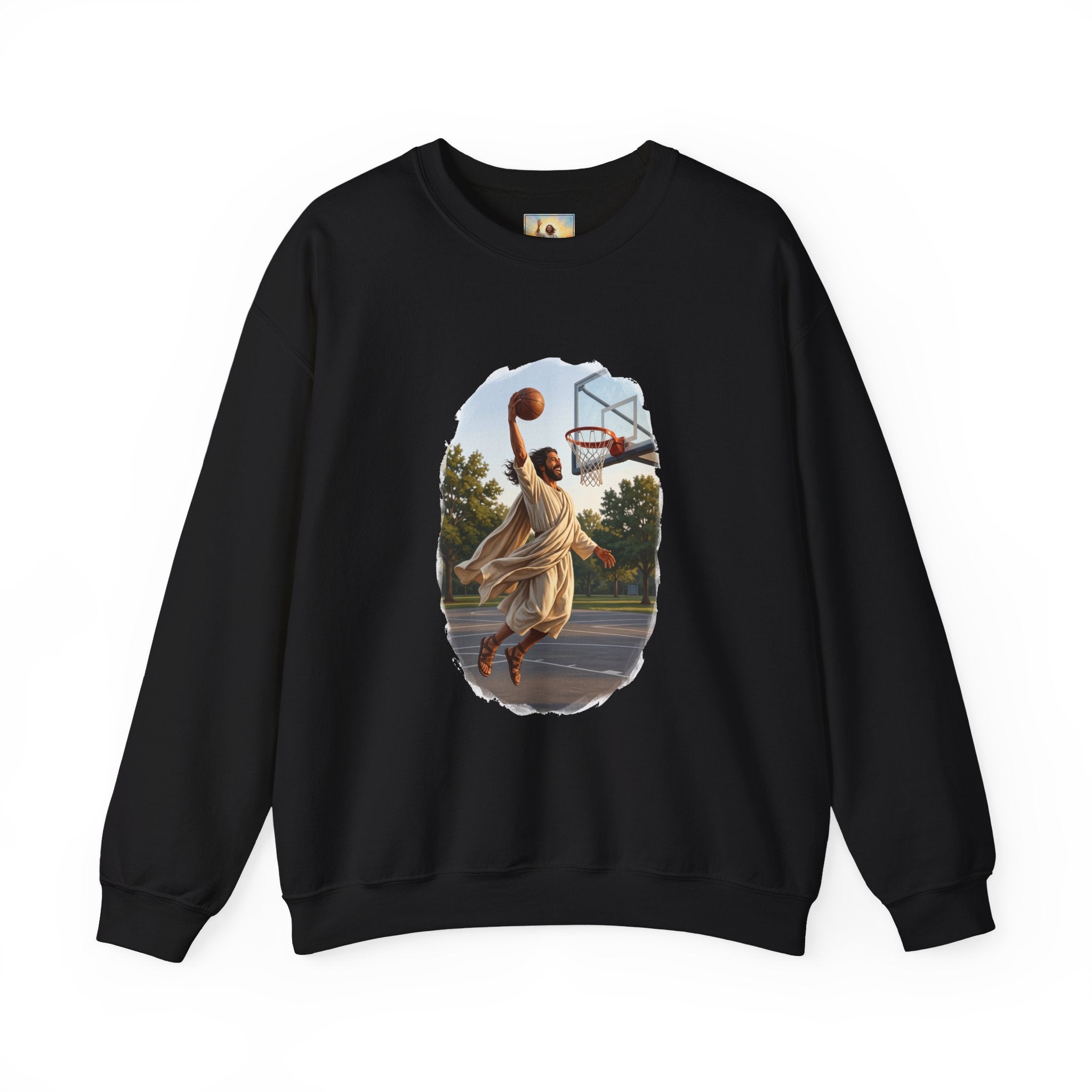 Jesus Dunking Sweatshirt | Jesus Slam Dunk Funny Christian Basketball Crewneck Sweatshirt | Joyful Jesus