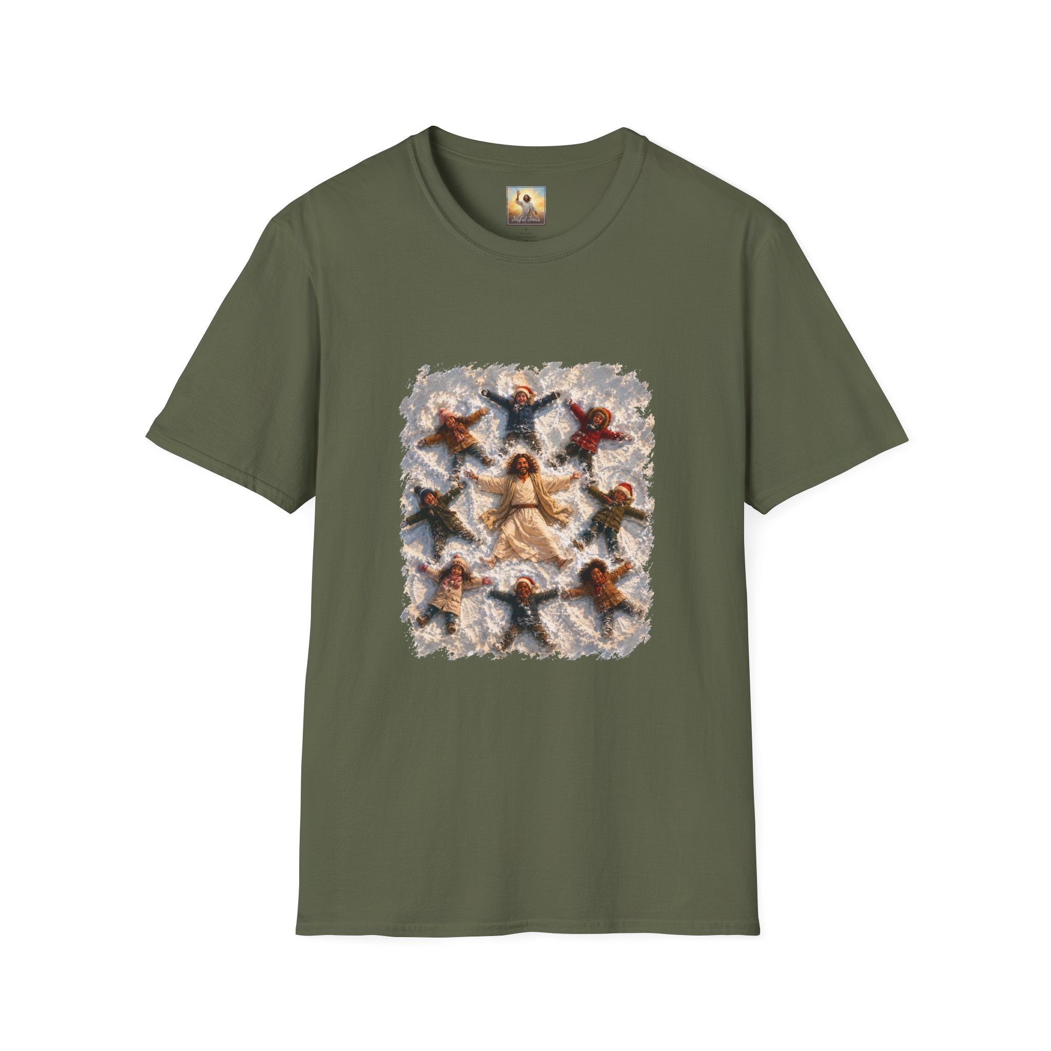 Christmas Jesus Shirt | Snow Angels with Jesus Christian Christmas T Shirt | Joyful Jesus