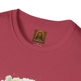 Jesus in the Garden Shirt, Easter Lily Butterfly Art, Christian Spring Tee