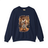 Funny Jesus Sweatshirt | Jesus Lifting Weights Christian Crewneck Sweatshirt | Faith Apparel
