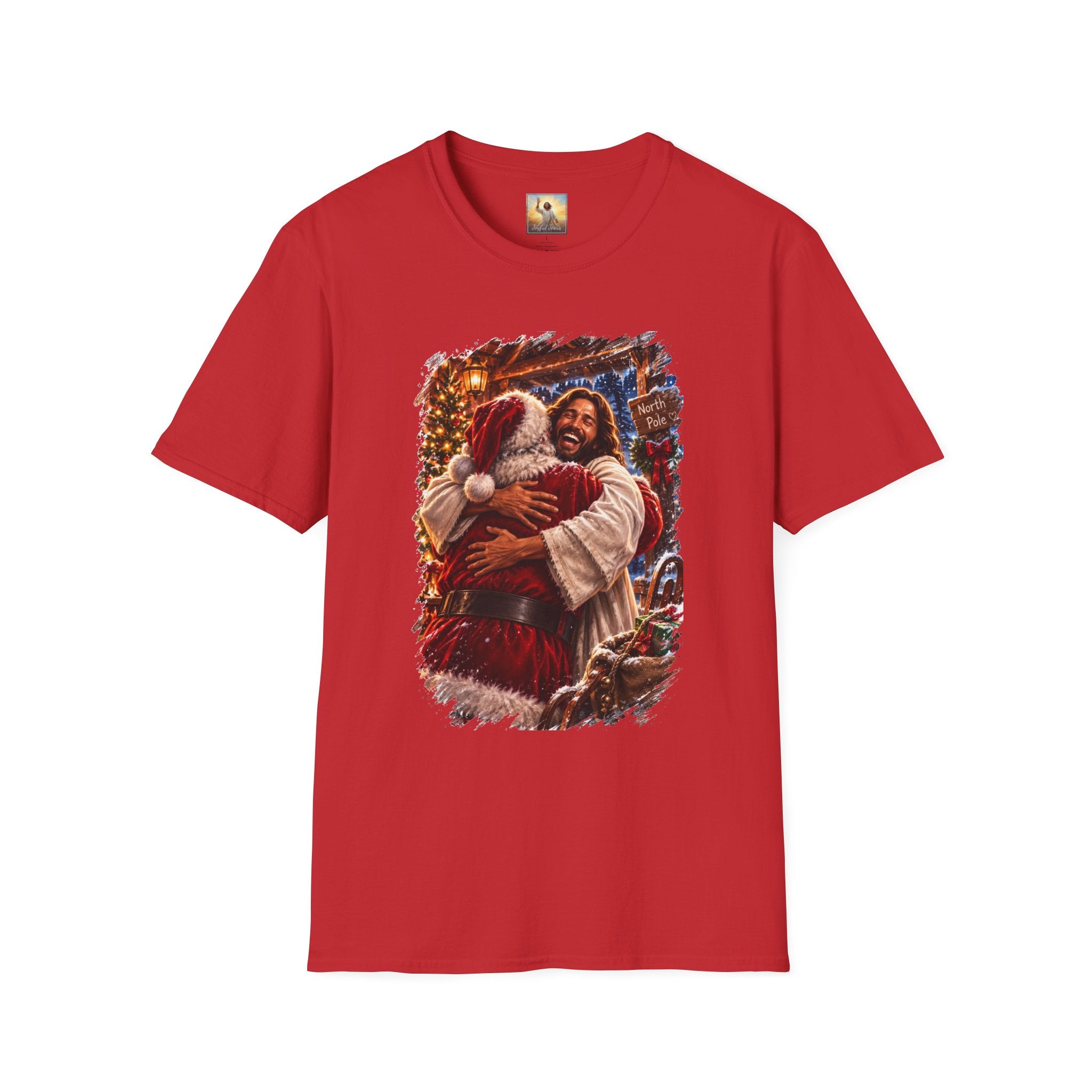 Jesus Hugging Santa Shirt | Funny Christian Christmas T Shirt | Joyful Jesus