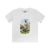 Kids Jesus Shirt | Jesus Mowing the Lawn Funny Kids T Shirt | Joyful Jesus