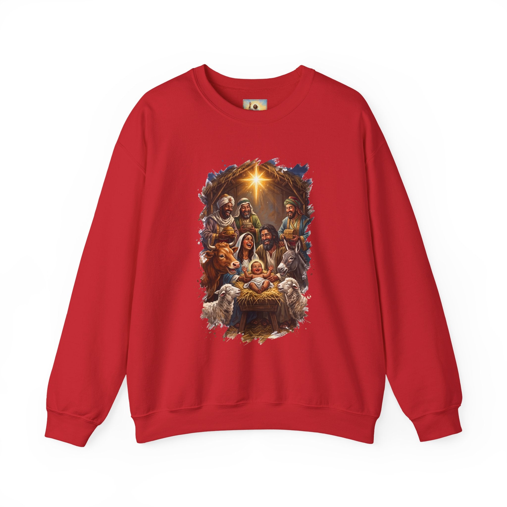 Nativity Sweatshirt | Joyful Nativity Scene with Wise Men Christian Christmas Crewneck | Joyful Jesus