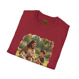 Funny Jesus Shirt | Jesus Playing with Puppies Christian T Shirt | Joyful Jesus