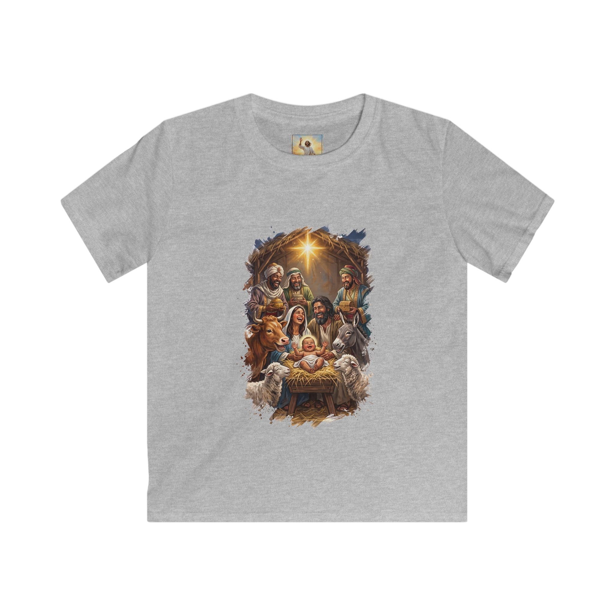 Kids Nativity Shirt | Joyful Nativity Scene with Wise Men Christian Christmas Kids T Shirt | Joyful Jesus