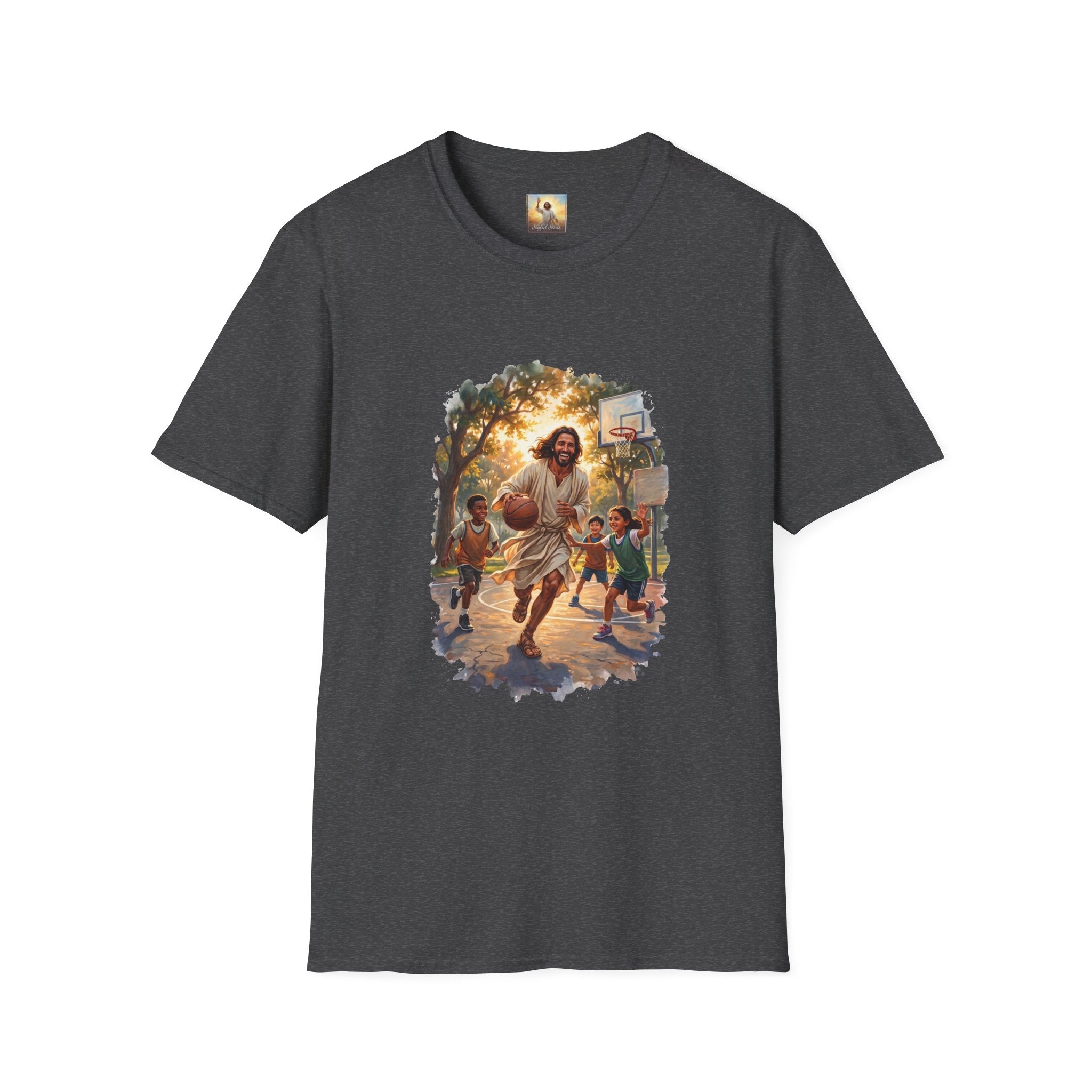 Jesus Basketball Shirt | Jesus Playing Basketball with Kids Christian T Shirt | Joyful Jesus