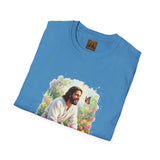 Jesus in the Garden Shirt, Easter Lily Butterfly Art, Christian Spring Tee