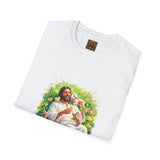 Jesus with Baby Animals Shirt, Easter Lamb Bunny Chick Art, Christian Spring Tee