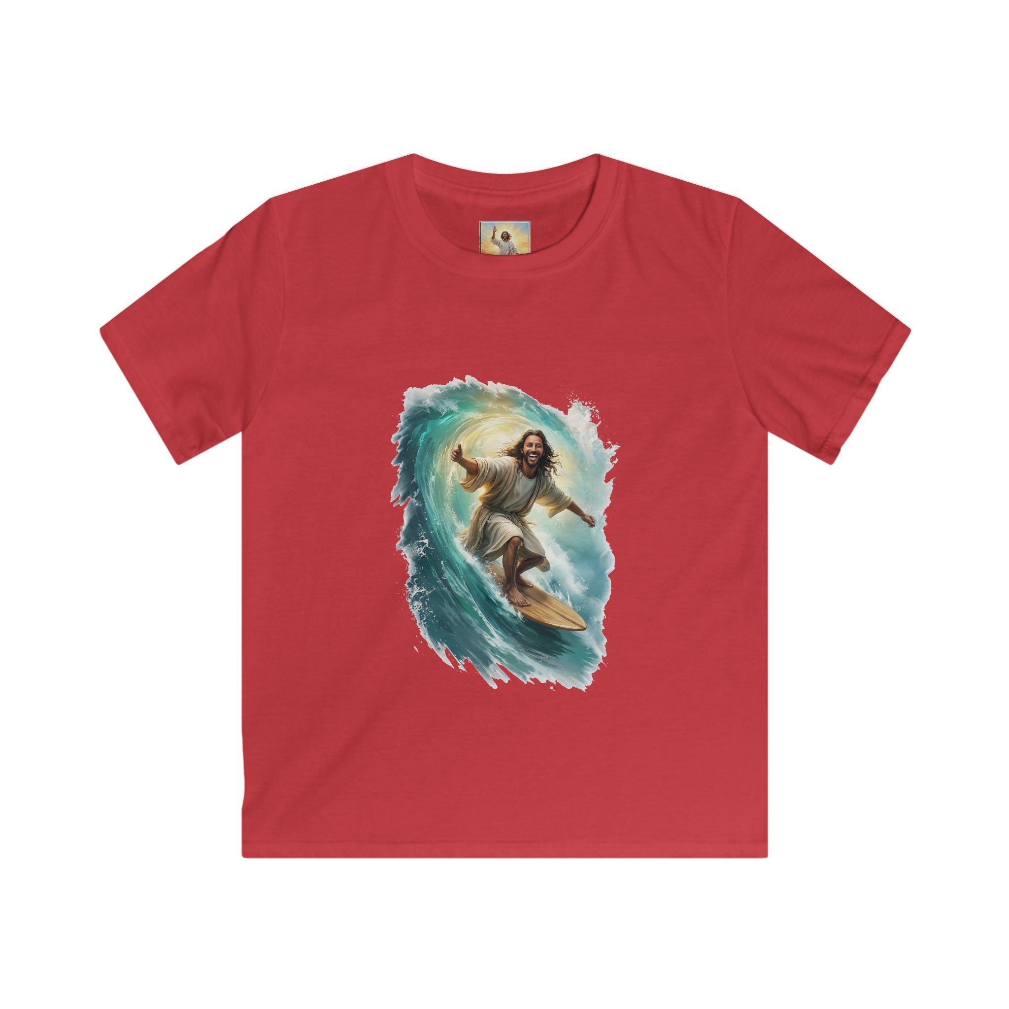 Kids Jesus Shirt | Surfing Jesus Funny Christian Kids T Shirt | Joyful Jesus