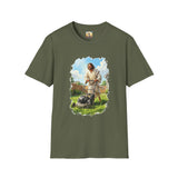 Jesus Shirt | Jesus Mowing the Lawn Funny Dad Shirt | Joyful Jesus