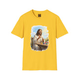 Jesus Painting Easter Eggs Shirt, Joyful Christian Art, Fun Easter Faith Tee