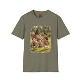 Funny Jesus Shirt | Jesus Playing with Puppies Christian T Shirt | Joyful Jesus