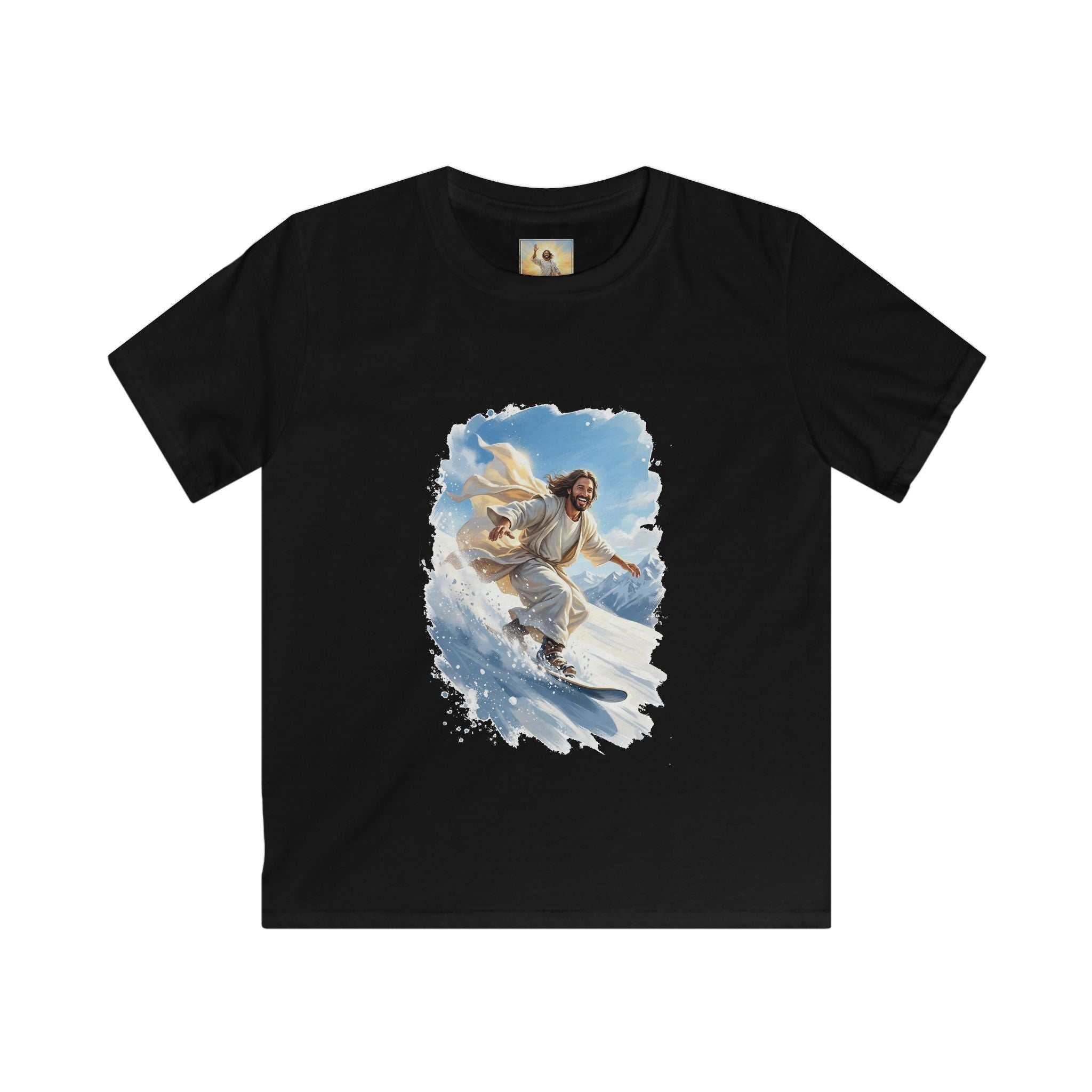 Kids God Shirt | Jesus Snowboarding Christian Kids T Shirt | Joyful Jesus Faith Apparel