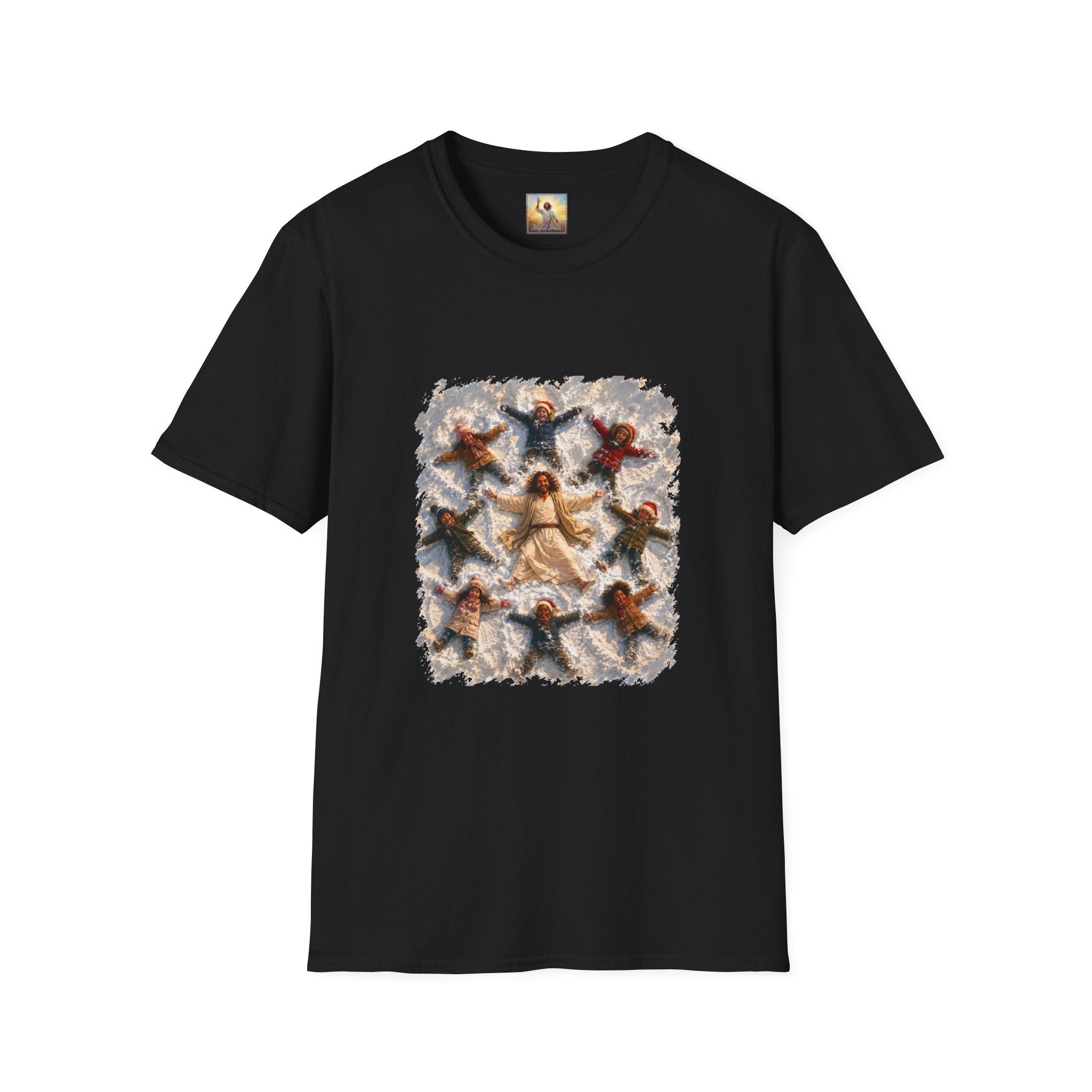 Christmas Jesus Shirt | Snow Angels with Jesus Christian Christmas T Shirt | Joyful Jesus
