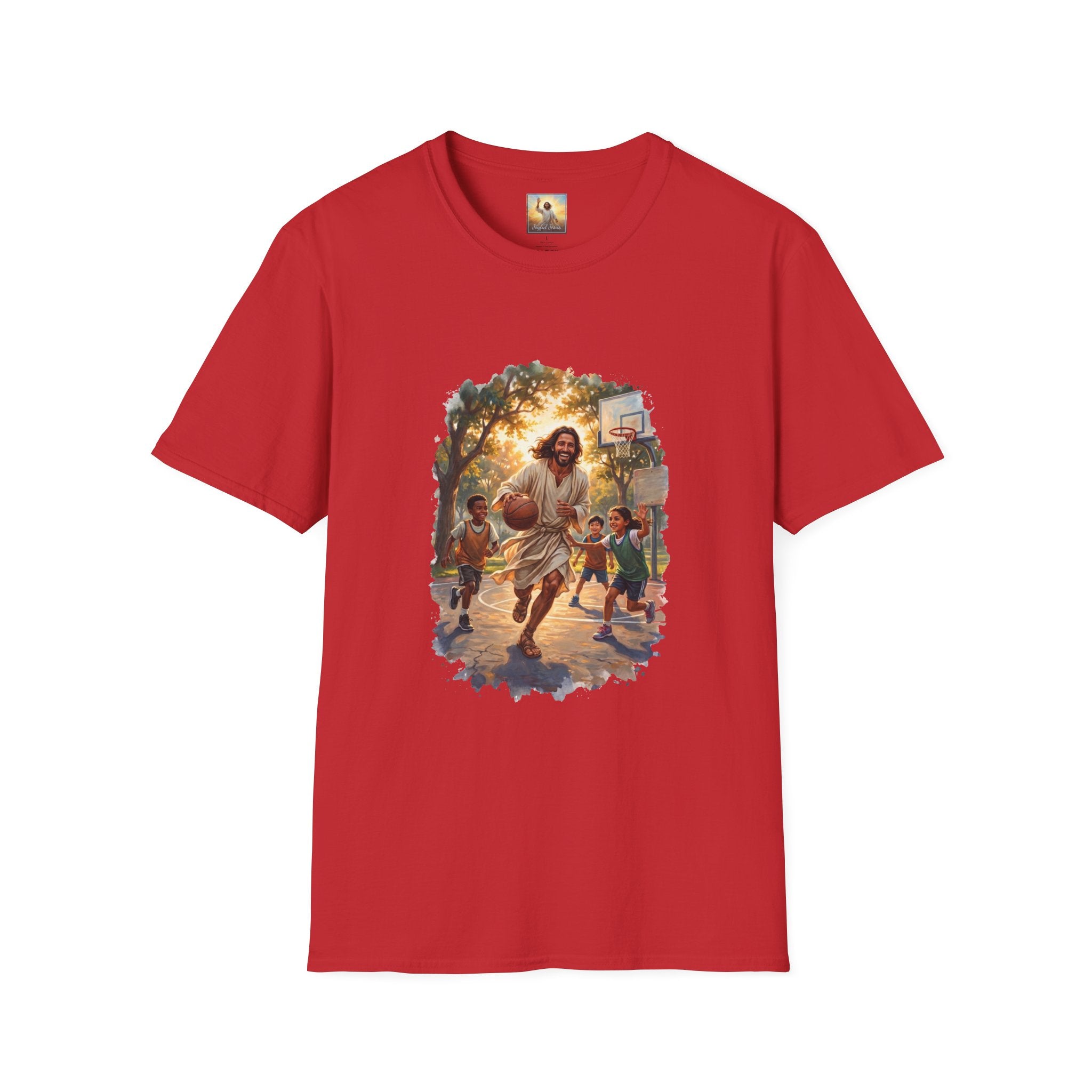 Jesus Basketball Shirt | Jesus Playing Basketball with Kids Christian T Shirt | Joyful Jesus